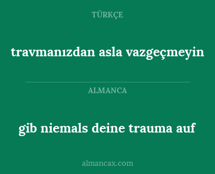 travmanızdan asla vazgeçmeyin - gib niemals deine trauma auf