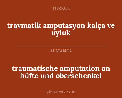 traumatische amputation an hüfte und oberschenkel - travmatik amputasyon kalça ve uyluk