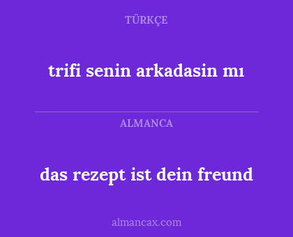trifi senin arkadasin mı - das rezept ist dein freund