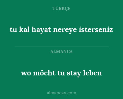wo möcht tu stay leben - tu kal hayat nereye isterseniz