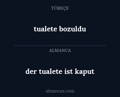 der tualete ist kaput - tualete bozuldu