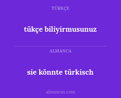sie könnte türkisch - tükçe biliyirmusunuz