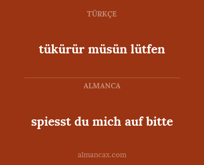 spiesst du mich auf bitte - tükürür müsün lütfen