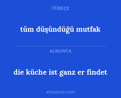 tüm düşündüğü mutfak - die küche ist ganz er findet