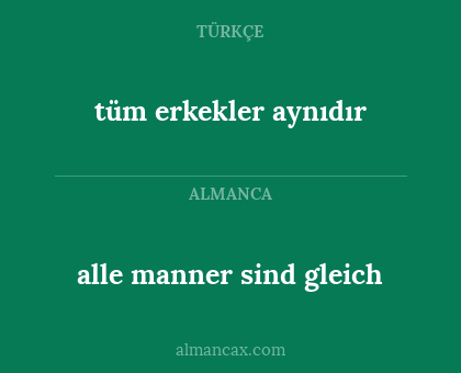 tüm erkekler aynıdır - alle manner sind gleich