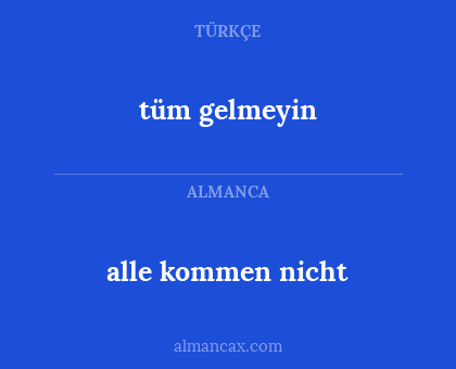 alle kommen nicht - tüm gelmeyin