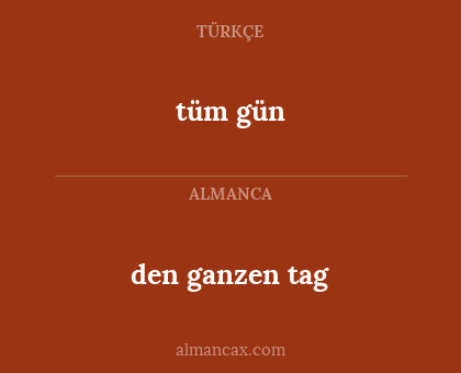 tüm gün - den ganzen tag