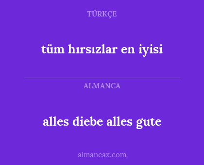 tüm hırsızlar en iyisi - alles diebe alles gute