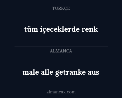 male alle getranke aus - tüm içeceklerde renk