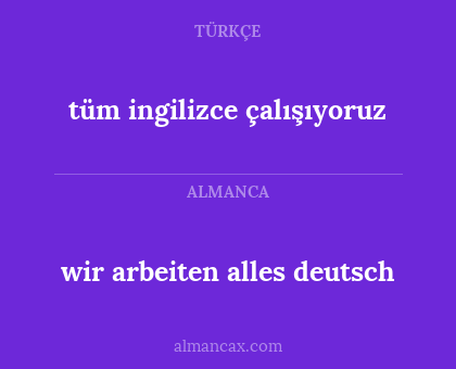 tüm ingilizce çalışıyoruz - wir arbeiten alles deutsch