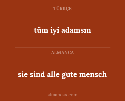 tüm iyi adamsın - sie sind alle gute mensch