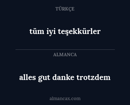 tüm iyi teşekkürler - alles gut danke trotzdem