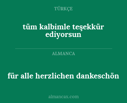 tüm kalbimle teşekkür ediyorsun - für alle herzlichen dankeschön