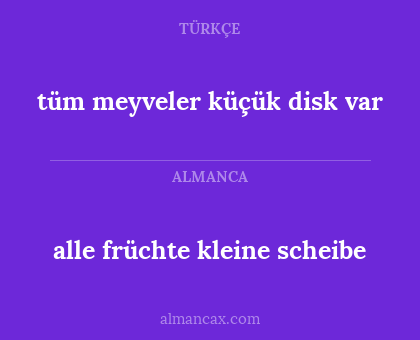 alle früchte kleine scheibe - tüm meyveler küçük disk var