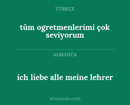 ich liebe alle meine lehrer - tüm ogretmenlerimi çok seviyorum