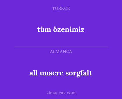 all unsere sorgfalt - tüm özenimiz