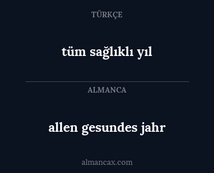 allen gesundes jahr - tüm sağlıklı yıl