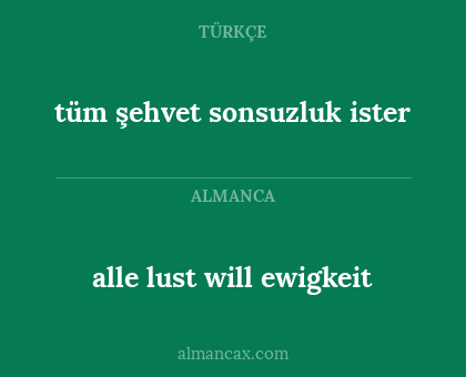 alle lust will ewigkeit - tüm şehvet sonsuzluk ister