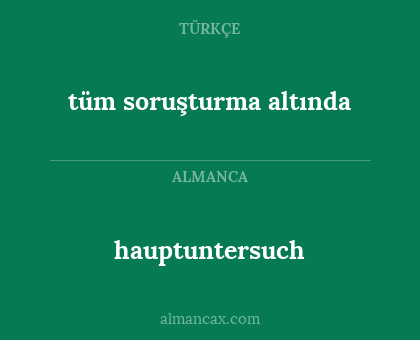tüm soruşturma altında - hauptuntersuch
