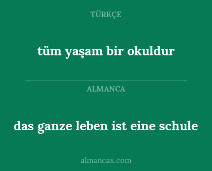 tüm yaşam bir okuldur - das ganze leben ist eine schule