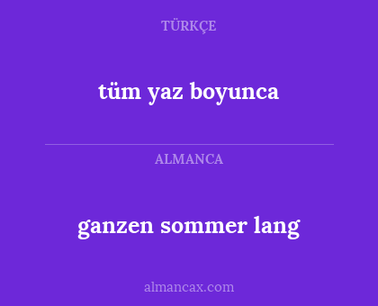 tüm yaz boyunca - ganzen sommer lang