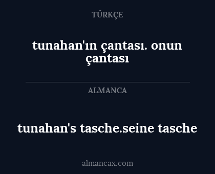 tunahan'ın çantası. onun çantası - tunahan's tasche.seine tasche