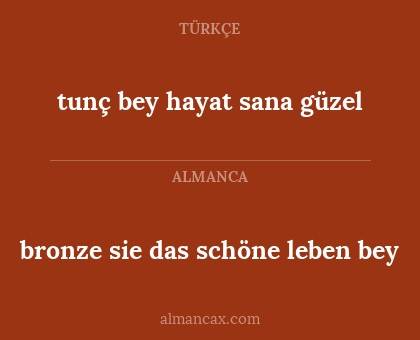 bronze sie das schöne leben bey - tunç bey hayat sana güzel