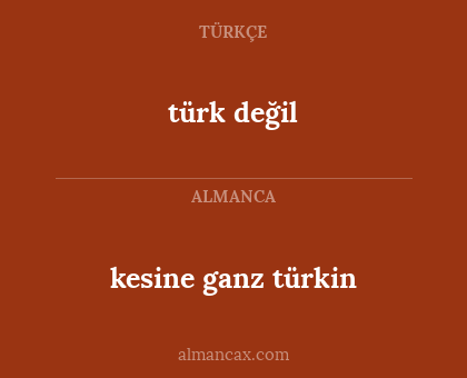 türk değil - kesine ganz türkin