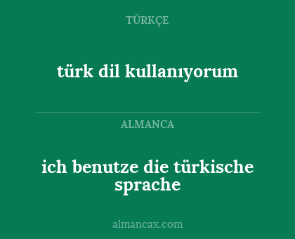 türk dil kullanıyorum - ich benutze die türkische sprache