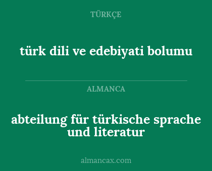 abteilung für türkische sprache und literatur - türk dili ve edebiyati bolumu
