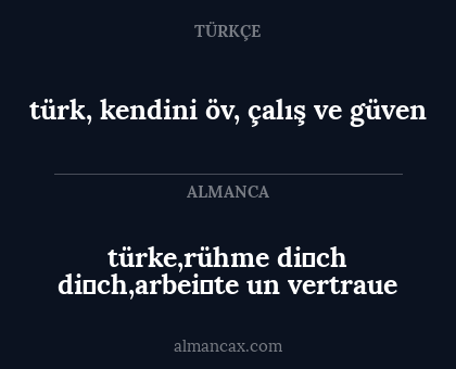 türke,rühme di̇ch di̇ch,arbei̇te un vertraue - türk, kendini öv, çalış ve güven