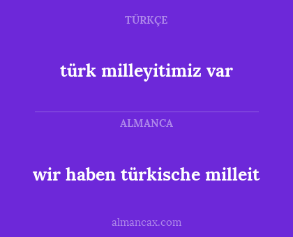 wir haben türkische milleit - türk milleyitimiz var
