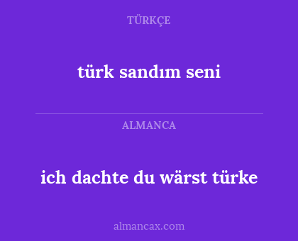 ich dachte du wärst türke - türk sandım seni