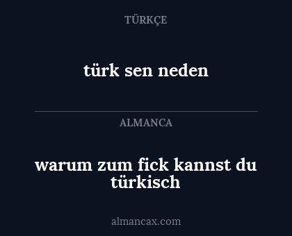 warum zum fick kannst du türkisch - türk sen neden