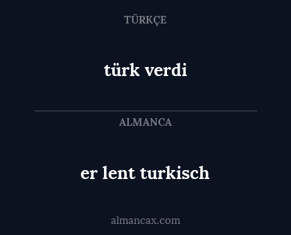 türk verdi - er lent turkisch