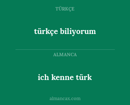 ich kenne türk - türkçe biliyorum
