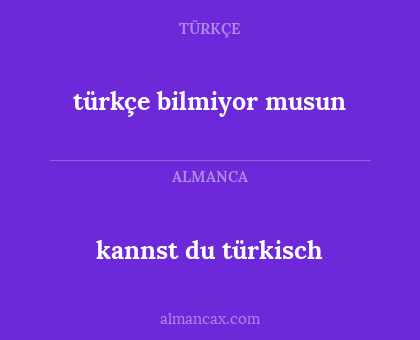 kannst du türkisch - türkçe bilmiyor musun