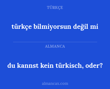 du kannst kein türkisch, oder? - türkçe bilmiyorsun değil mi