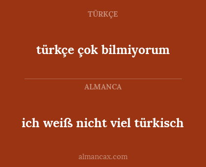 türkçe çok bilmiyorum - ich weiß nicht viel türkisch