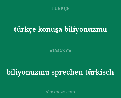 biliyonuzmu sprechen türkisch - türkçe konuşa biliyonuzmu