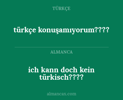 ich kann doch kein türkisch???? - türkçe konuşamıyorum????