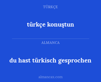 du hast türkisch gesprochen - türkçe konuştun
