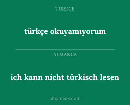 ich kann nicht türkisch lesen - türkçe okuyamıyorum