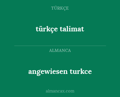 angewiesen turkce - türkçe talimat