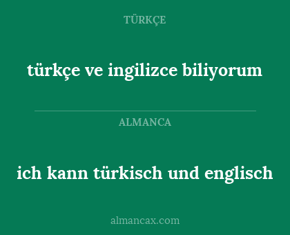 türkçe ve ingilizce biliyorum - ich kann türkisch und englisch