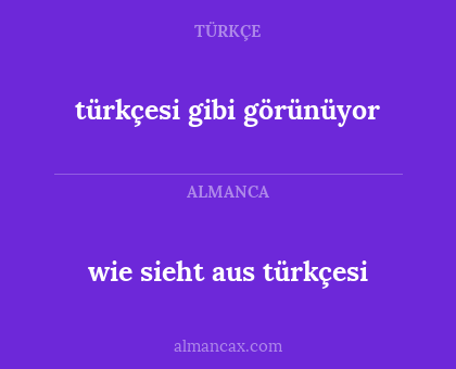 wie sieht aus türkçesi - türkçesi gibi görünüyor