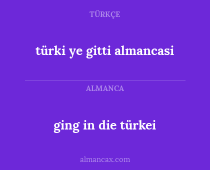 ging in die türkei - türki ye gitti almancasi