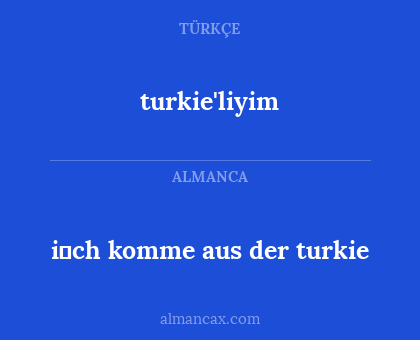i̇ch komme aus der turkie - turkie'liyim