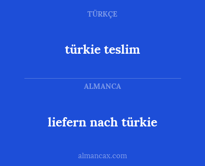 türkie teslim - liefern nach türkie