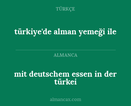 türkiye'de alman yemeği ile - mit deutschem essen in der türkei
